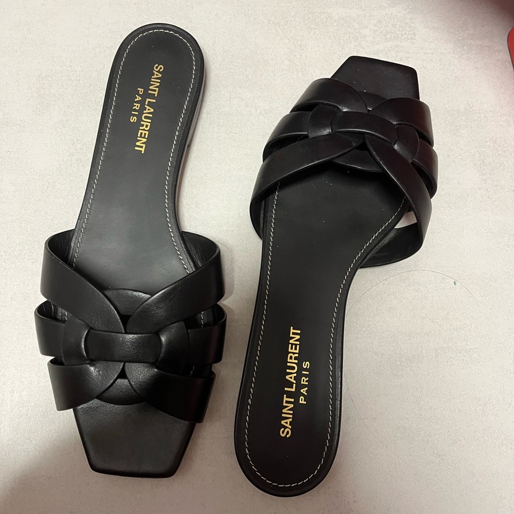 Saint Laurent tribute sandals black